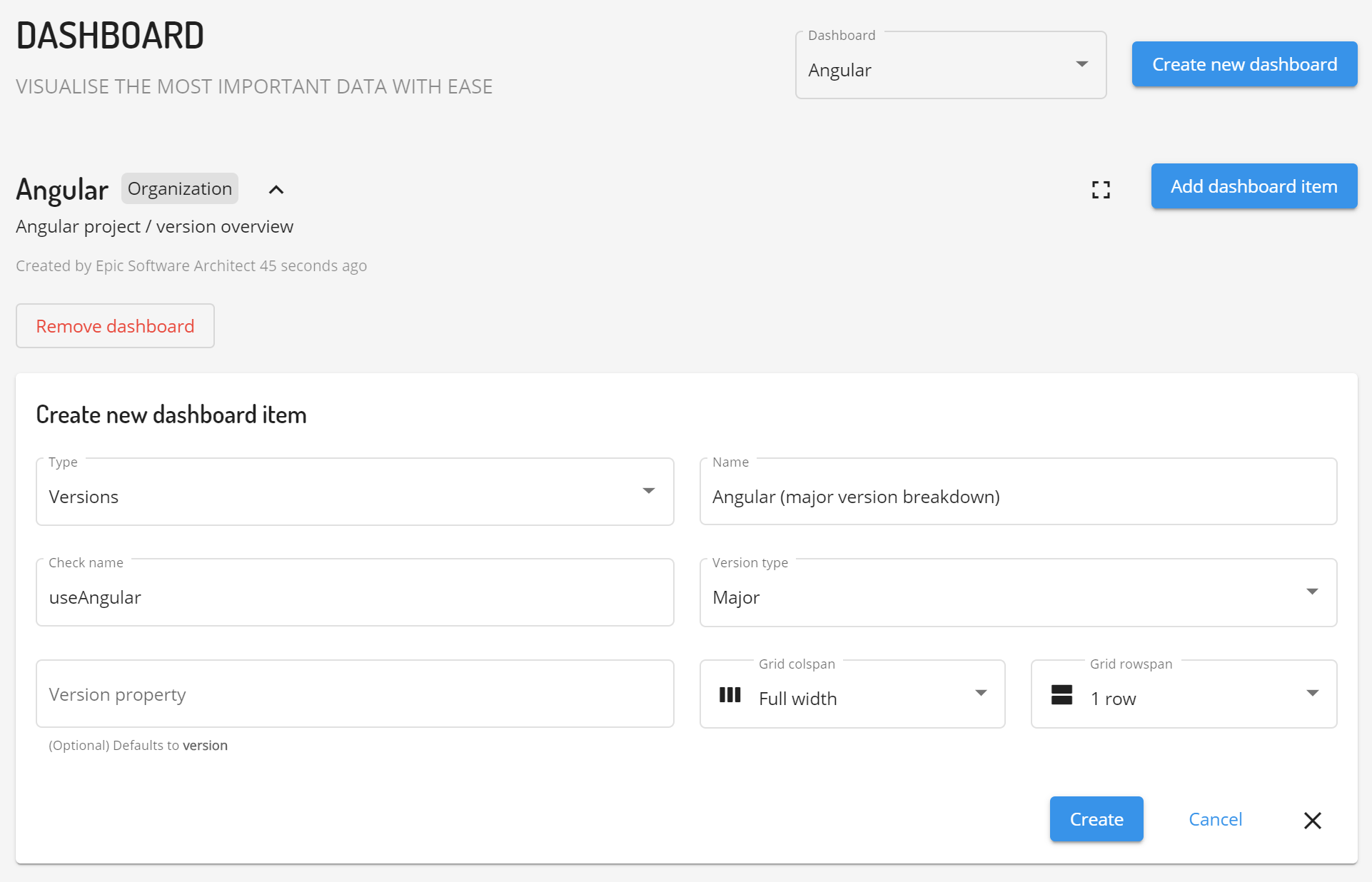 Omniboard.dev - Dashboard add dashboard item