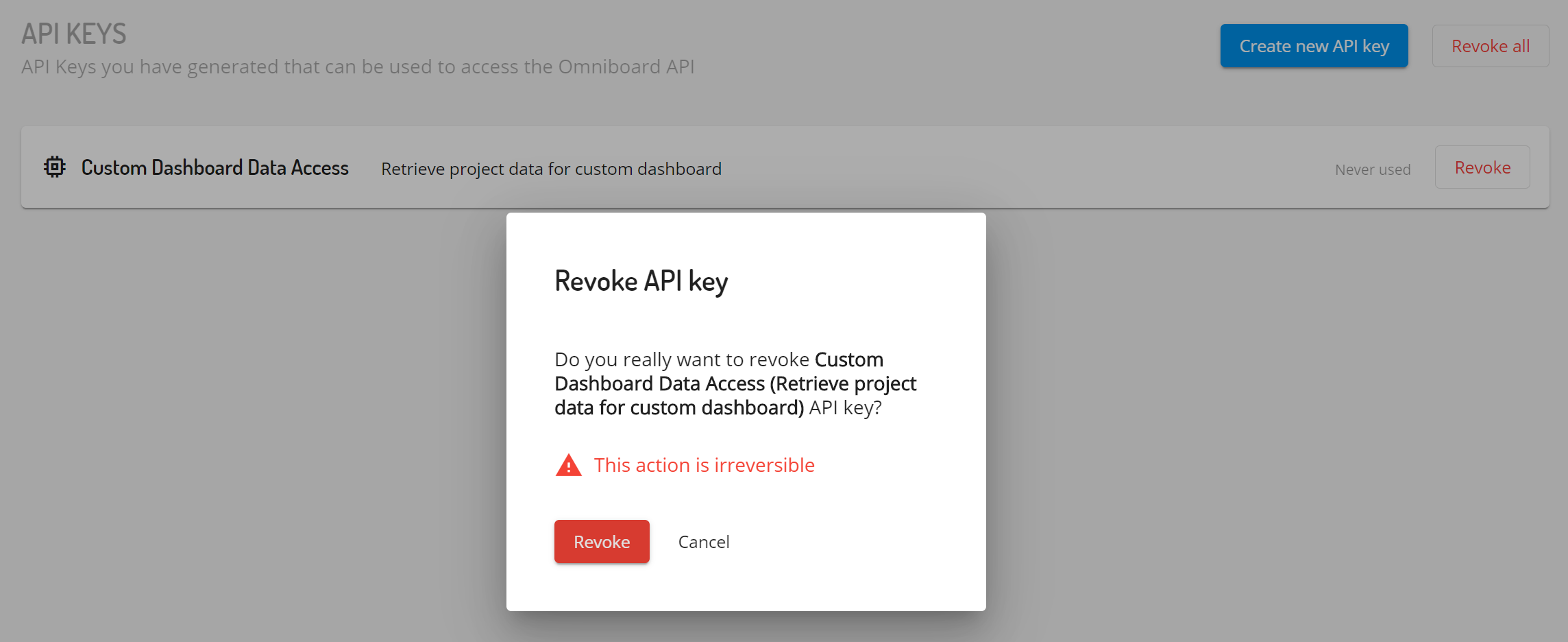 Omniboard.dev - Revoke API keys